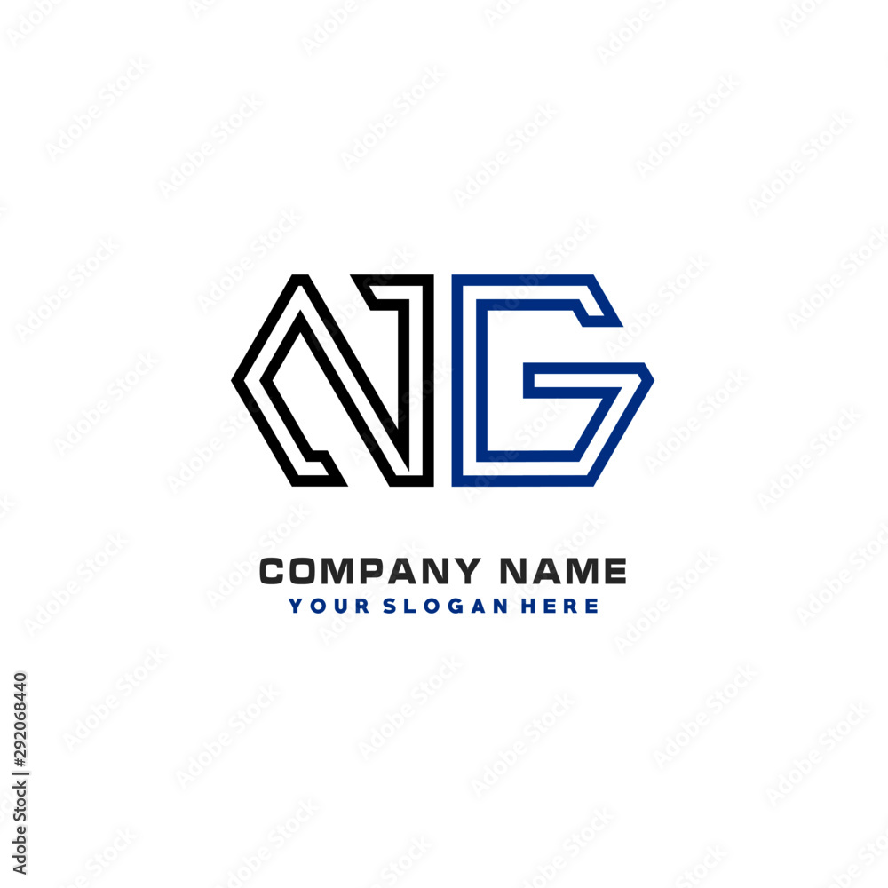 initials NG logo template vector. modern abstract initials logo shaped lines, initials NG logo template vector. modern abstract initials logo shaped lines,