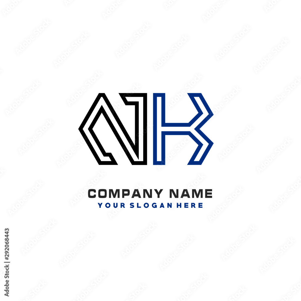 initials NK logo template vector. modern abstract initials logo shaped lines,