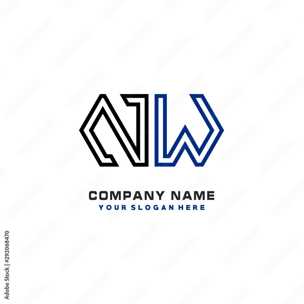 initials NW logo template vector. modern abstract initials logo shaped lines,