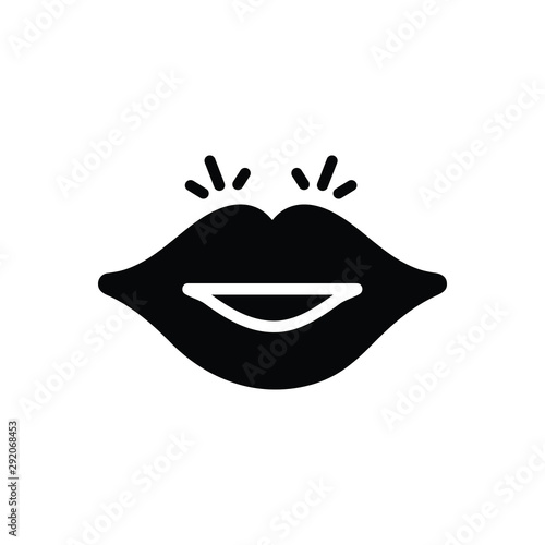 Black solid icon for lips 