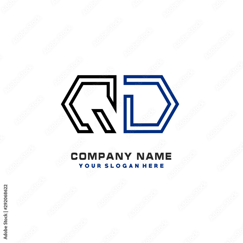 initials QD logo template vector. modern abstract initials logo shaped lines, initials QD logo template vector. modern abstract initials logo shaped lines,