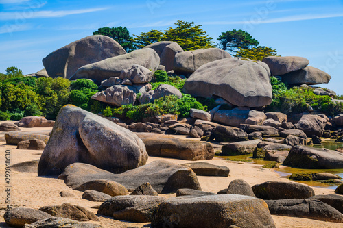 Incredible landscape on the island Renote in Tregastel. Brittany. France photo