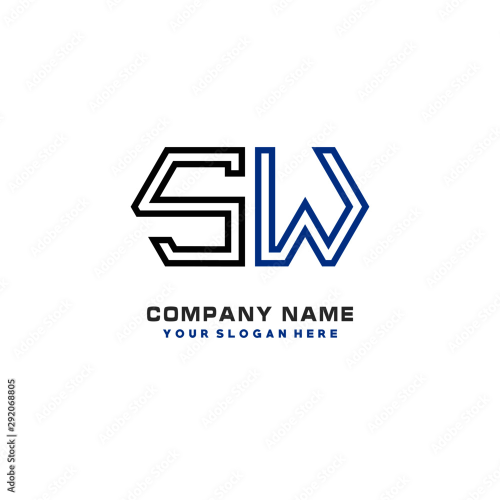 initials SW logo template vector. modern abstract initials logo shaped lines, initials SW logo template vector. modern abstract initials logo shaped lines,