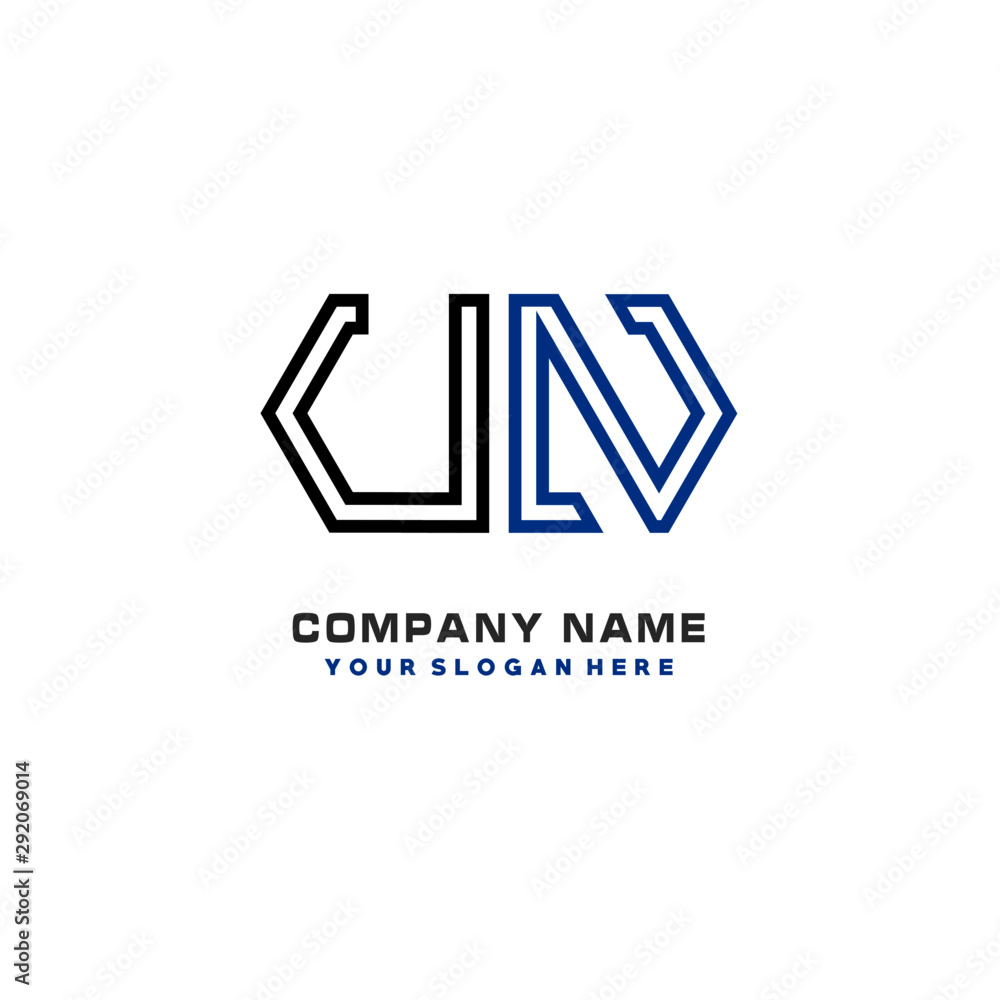 initials UN logo template vector. modern abstract initials logo shaped lines, initials UN logo template vector. modern abstract initials logo shaped lines,