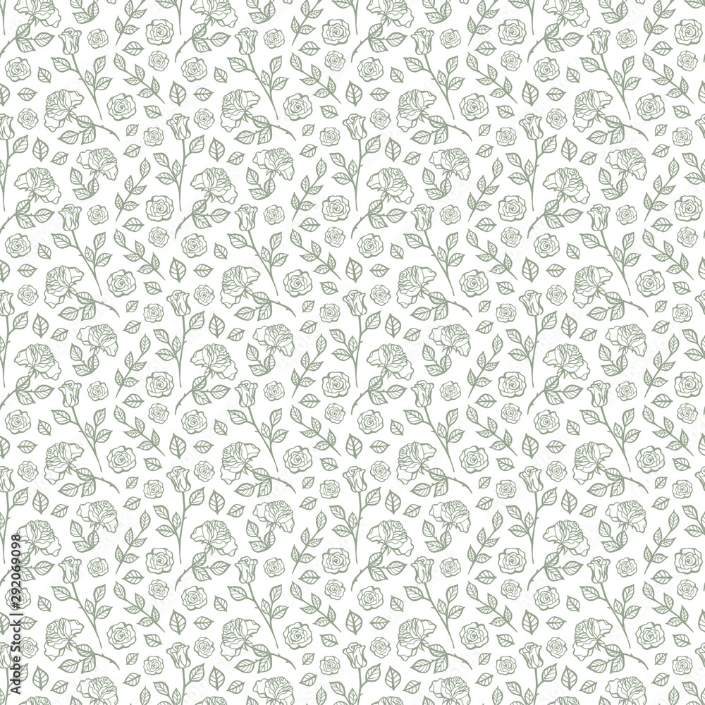 Beautiful seamless pattern in roses with contours. Hand-drawn contour lines and strokes. Perfect for background greeting cards and invitations of the wedding, birthday, Valentine's Day Beautiful seamless pattern in roses with contours. Hand-drawn contour lines and strokes. Perfect for background greeting cards and invitations of the wedding, birthday, Valentine's Day