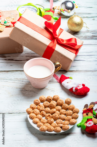 Cookies and milk for Santa Claus.