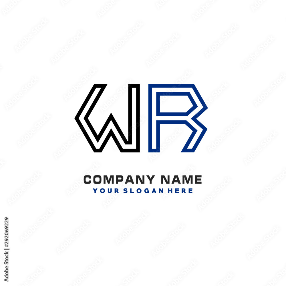 initials WR logo template vector. modern abstract initials logo shaped lines,