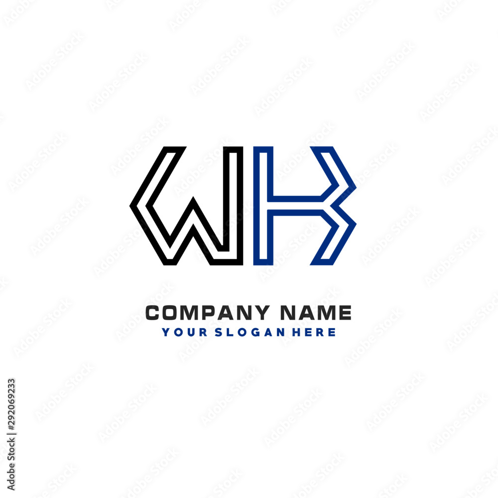 initials WK logo template vector. modern abstract initials logo shaped lines,