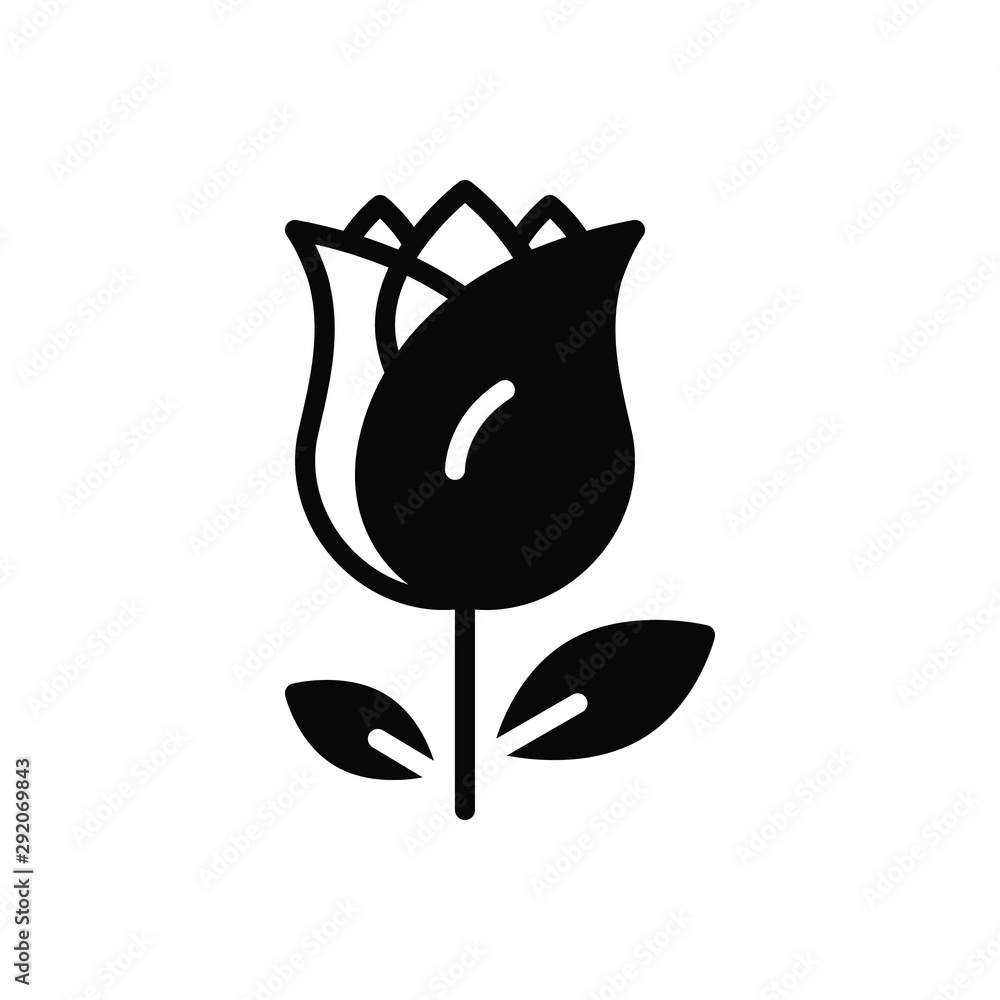 Black solid icon for rose bloom 
