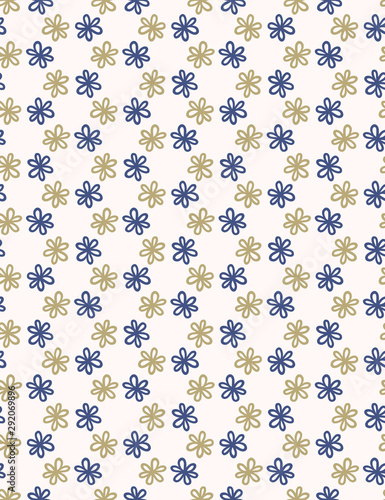 Blue indigo tiny daisy meadow seamless pattern. Light summer floral fabric textile. Vector ditsy vintage daisies all over print.