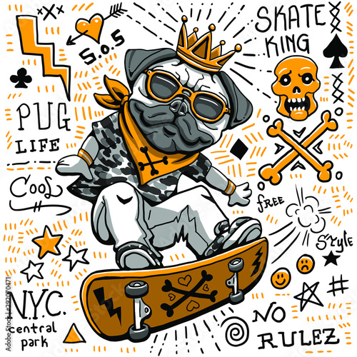 pug dog illustration graphic design resource