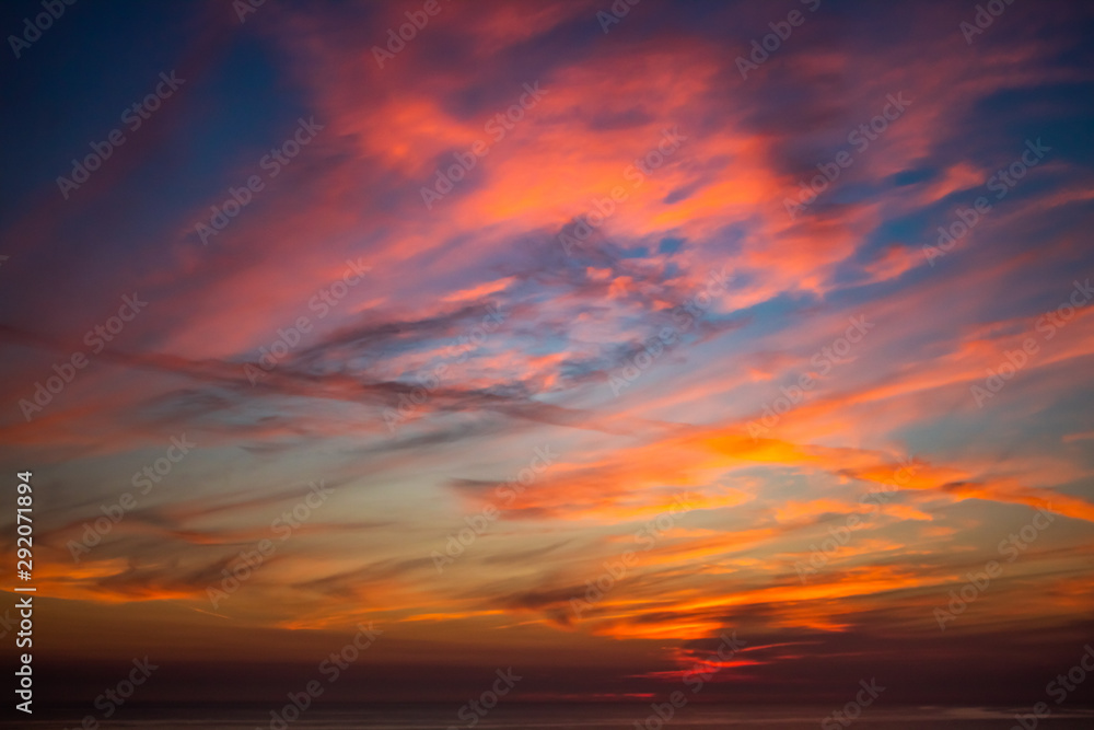 Vibrant cloudy sky during late sunset