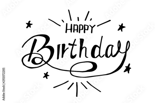 hand drawn of lettering design. happy birthday vector for greeting card. vector illustration