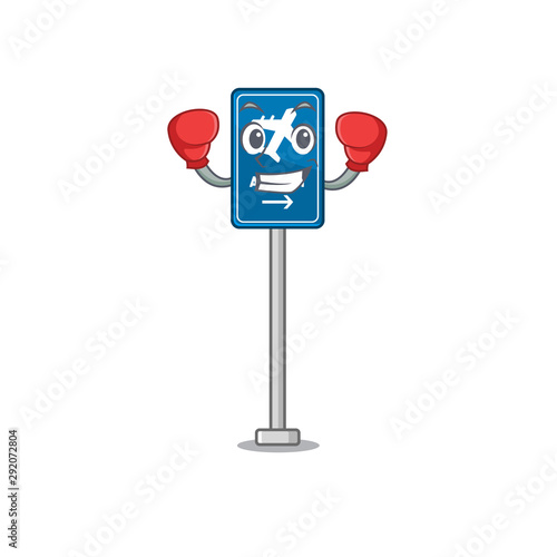 Boxing airport sign isolated with the mascot
