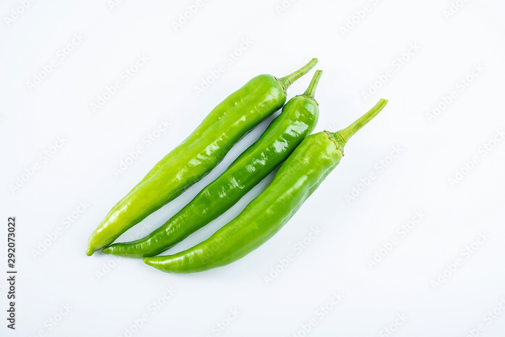 Fresh green green pepper on white background Fresh green green pepper on white background