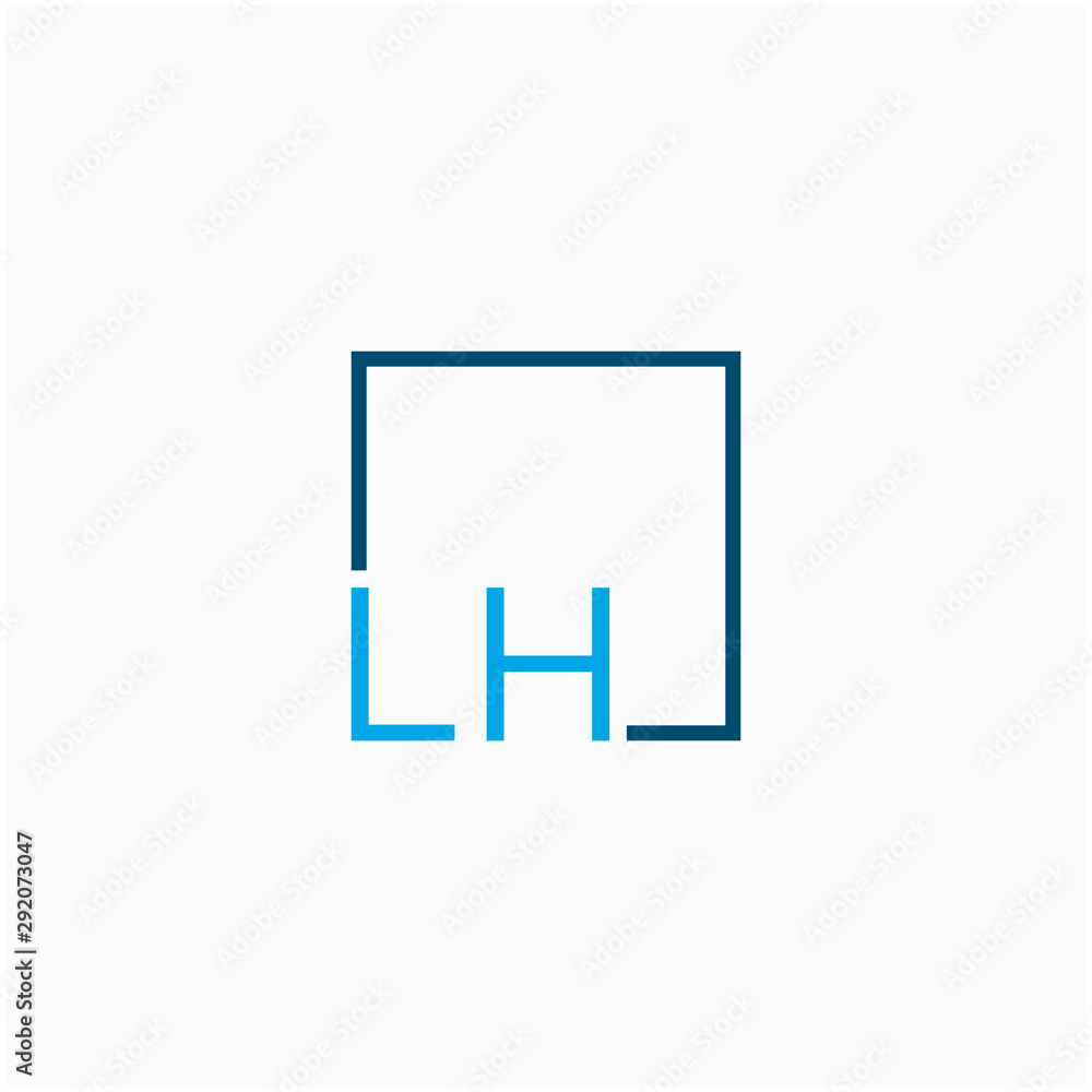 Fototapeta premium LH Logo design with square frame line art. business consulting concept. studio,room,group icon - vector