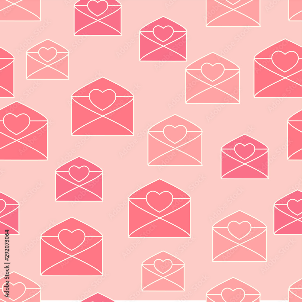 Seamless pattern with hearts and pink envelopes. A good one will be suitable as wallpaper, backgrounds, applications and prints. Seamless pattern with hearts and pink envelopes. A good one will be suitable as wallpaper, backgrounds, applications and prints.