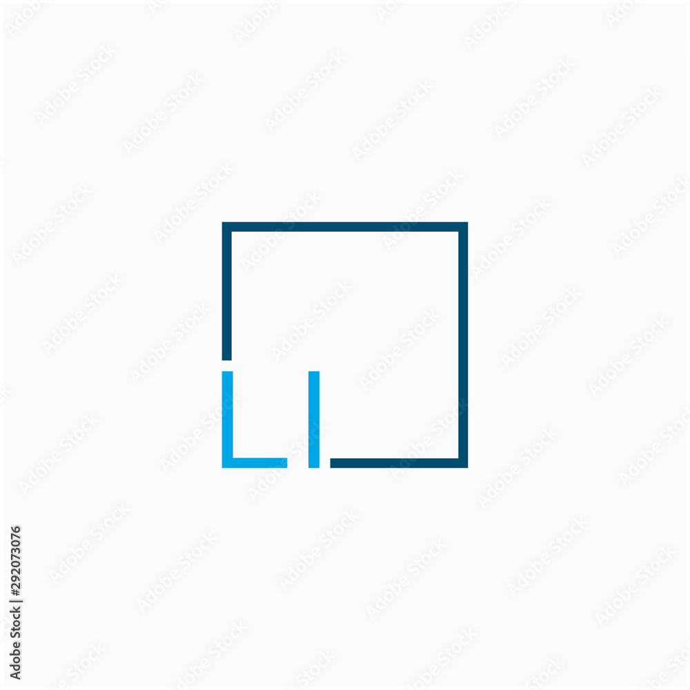 LI Logo design with square frame line art. business consulting concept. studio,room,group icon - vector LI Logo design with square frame line art. business consulting concept. studio,room,group icon - vector