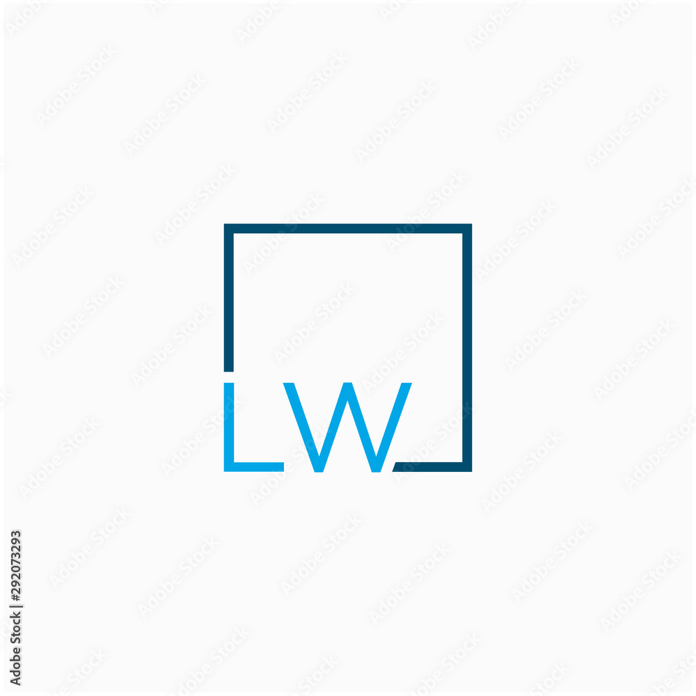 LW Logo design with square frame line art. business consulting concept. studio,room,group icon - vector LW Logo design with square frame line art. business consulting concept. studio,room,group icon - vector