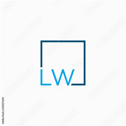 Free Download LW Logo design with square frame line art. business consulting concept. studio,room,group icon - vector - GFXLoad