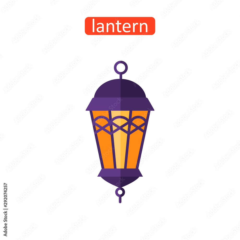 Arabic lantern flat icons set.