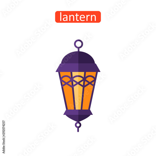 Arabic lantern flat icons set.