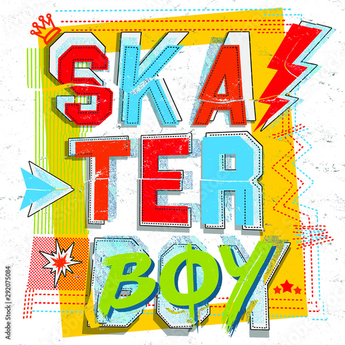 skater boy typography illustration graphic design