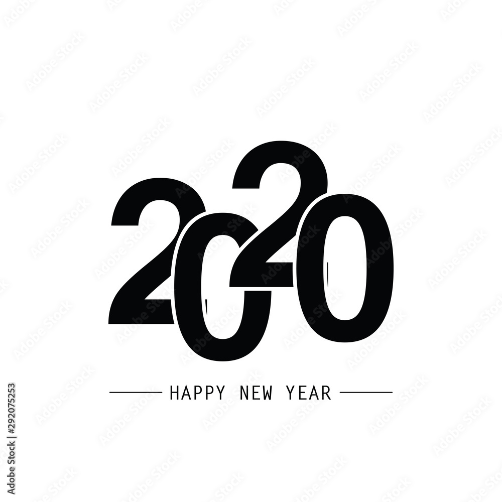 Fototapeta premium Happy New Year 2020 Text Design. Vector Eps 10