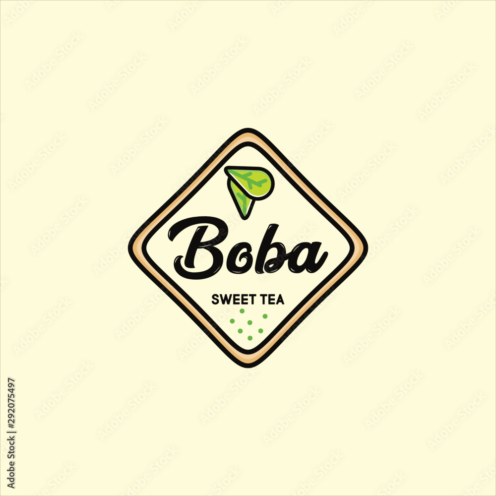 Obraz premium boba tea with the quadrilateral concept of the logo