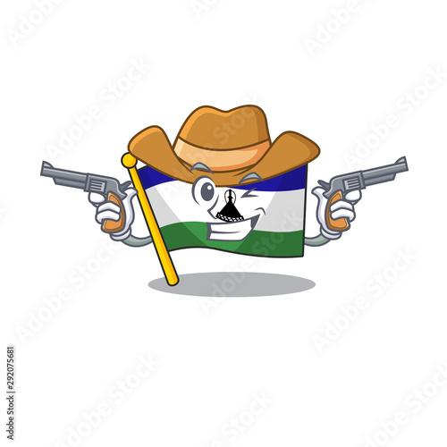 Cowboy flag lesotho mascot shaped on character