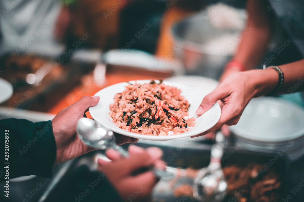 Fototapeta premium Free food for the homeless and the hungry: food donation concepts