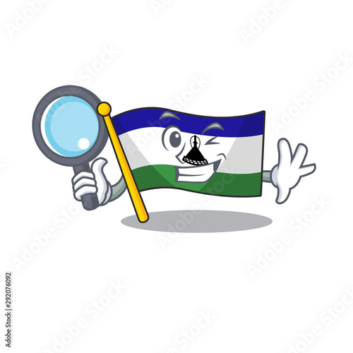 Detective flag lesotho hoisted on cartoon pole