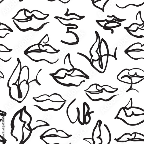Hand drawn lips shapes illustration for trendy fashion design
