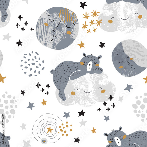 Artistic nursery seamless pattern. Vector illustration