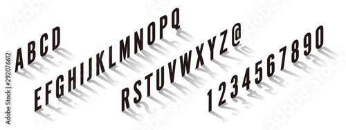Alphabet and shadow, and numbers, アルファベット見出し
