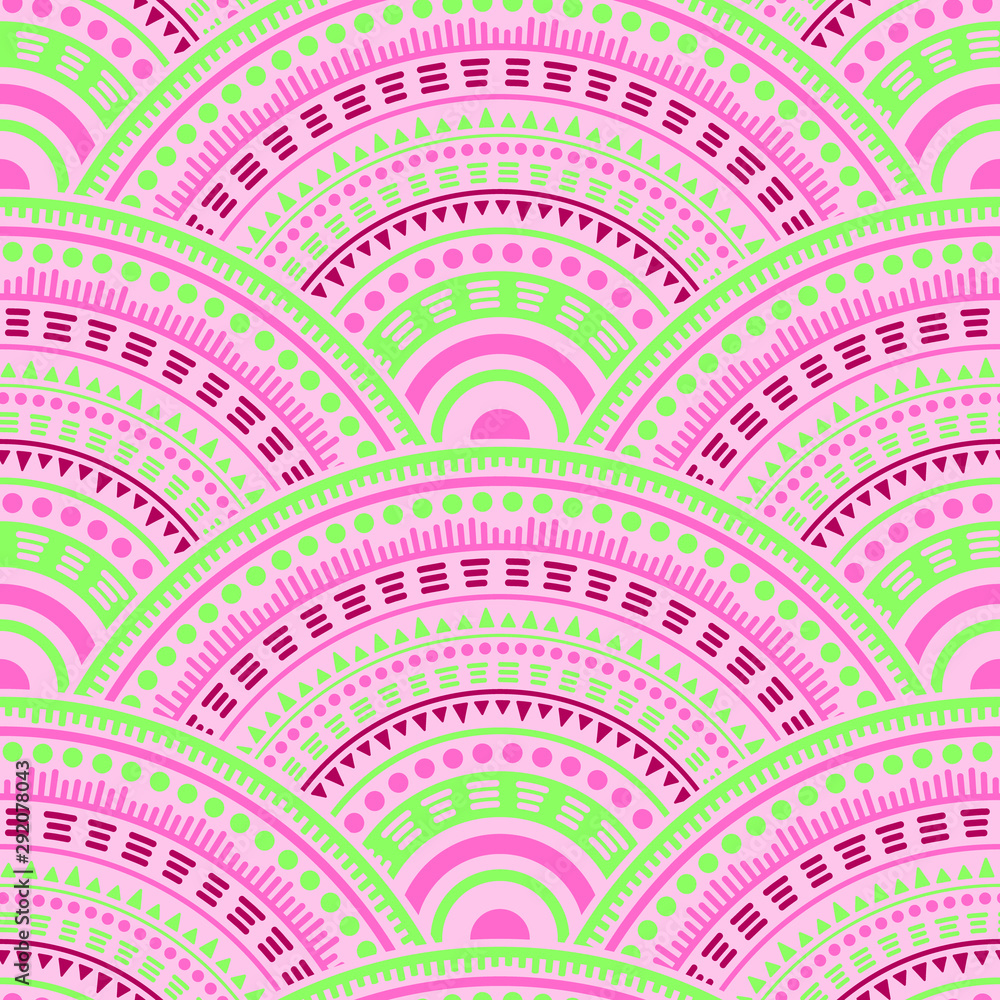 Ethnic circle shapes seamless geometric pattern. Ethnic circle shapes seamless geometric pattern.