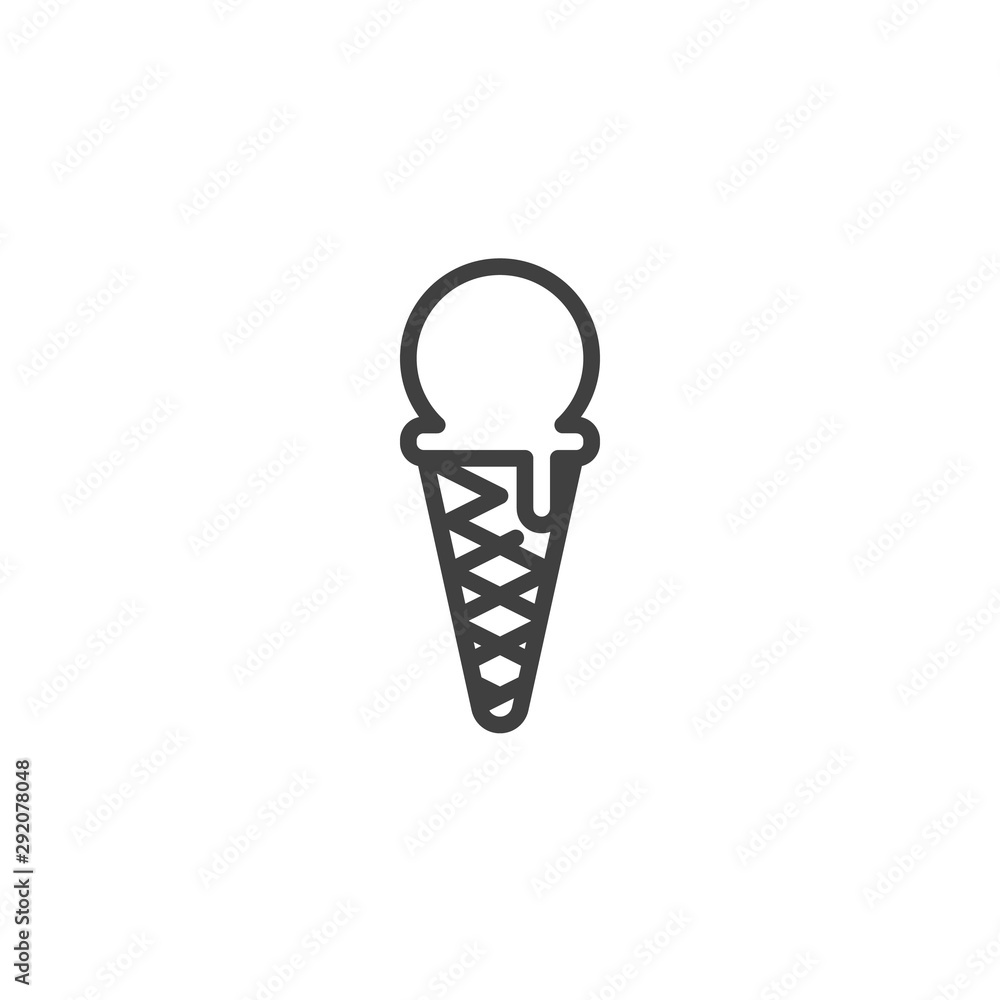 Ice cream cone line icon. linear style sign for mobile concept and web design. Waffle ice cream outline vector icon. Symbol, logo illustration. Vector graphics Ice cream cone line icon. linear style sign for mobile concept and web design. Waffle ice cream outline vector icon. Symbol, logo illustration. Vector graphics