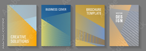 Brochure cover layouts halftone vector set.