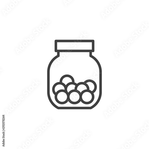 Candy jar line icon. linear style sign for mobile concept and web design. Jar with sweets outline vector icon. Symbol, logo illustration. Vector graphics