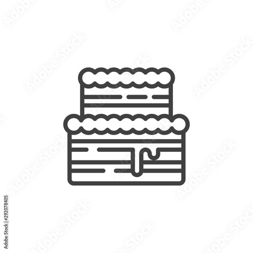Wedding cake line icon. linear style sign for mobile concept and web design. Two layered cake outline vector icon. Symbol, logo illustration. Vector graphics
