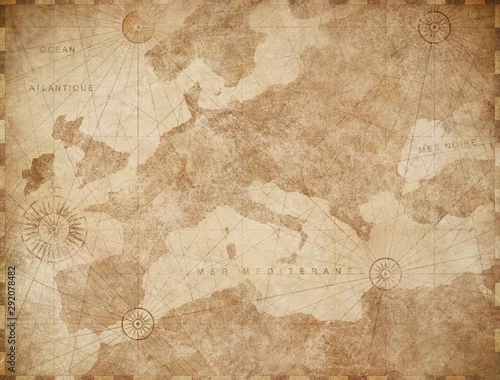 Obraz Vintage Europa mapa retro tło. Na podstawie obrazu dostarczonego przez NASA.