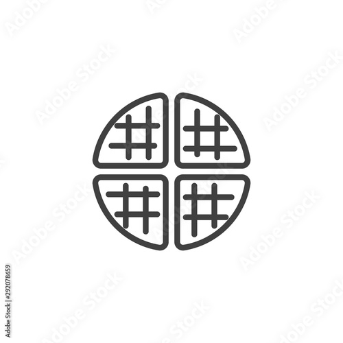 Round waffle line icon. linear style sign for mobile concept and web design. Belgian Waffle outline vector icon. Symbol, logo illustration. Vector graphics