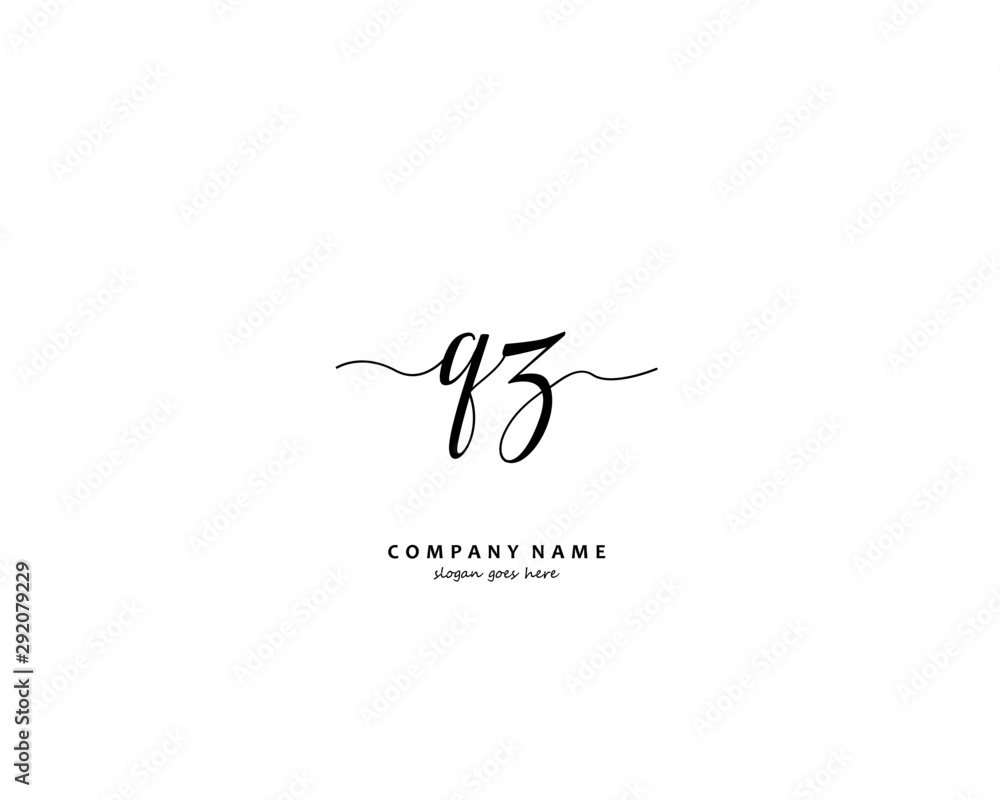 QZ Initial handwriting logo vector QZ Initial handwriting logo vector