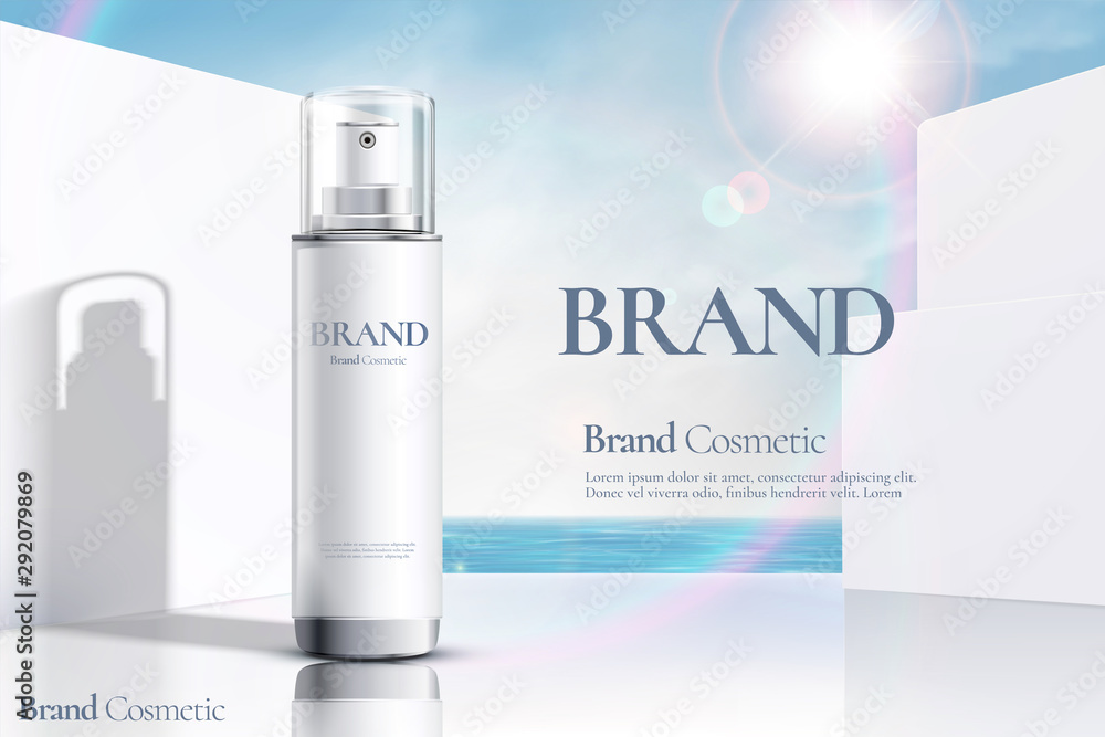 Cosmetic spray bottle ads - obrazy, fototapety, plakaty 