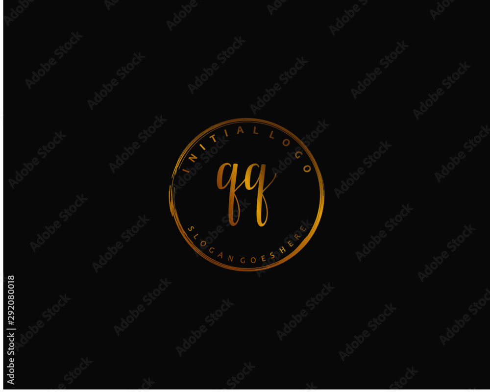 QQ Initial handwriting logo vector QQ Initial handwriting logo vector
