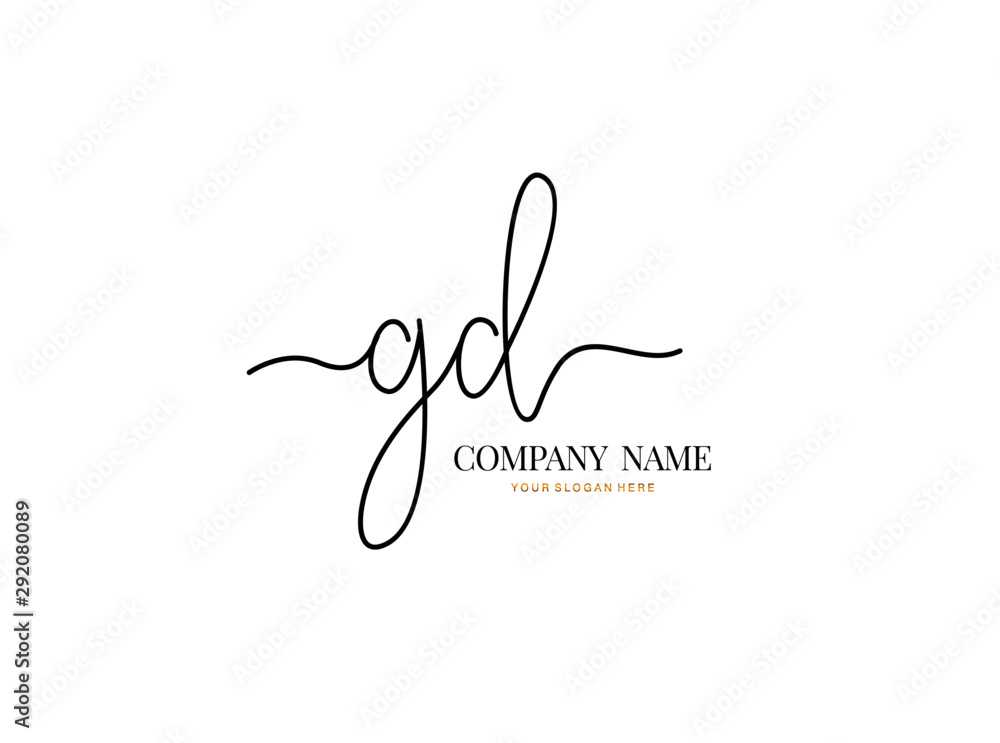 G D GD Initial handwriting logo design with circle. Beautyful design handwritten logo for fashion, team, wedding, luxury logo.