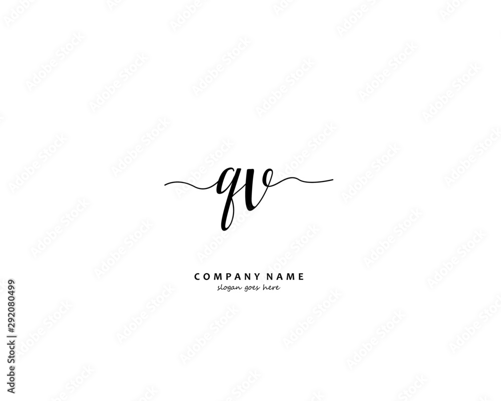 QV Initial handwriting logo vector QV Initial handwriting logo vector