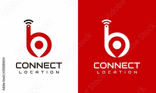 Bold logo design of letter b and locator - EPS10 - Vector.