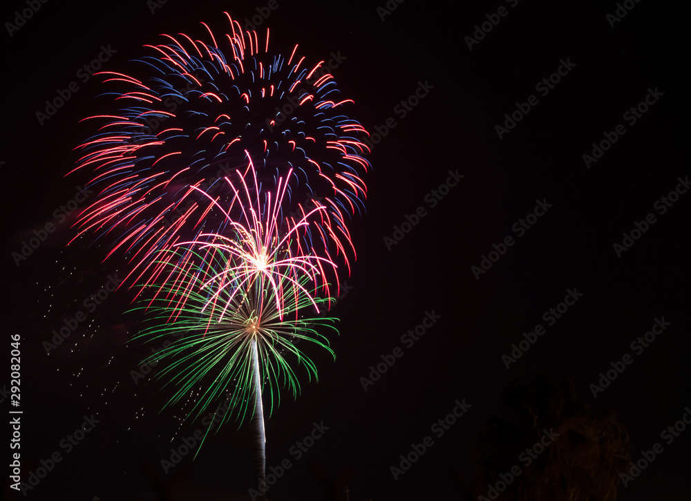 Fireworks 4th of July night Mt. Rubidoux Riverside California Fireworks 4th of July night Mt. Rubidoux Riverside California