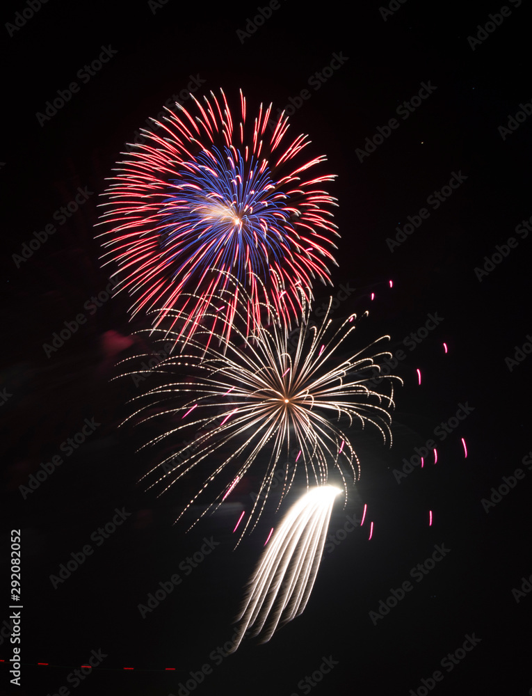Fireworks 4th of July night Mt. Rubidoux Riverside California Fireworks 4th of July night Mt. Rubidoux Riverside California